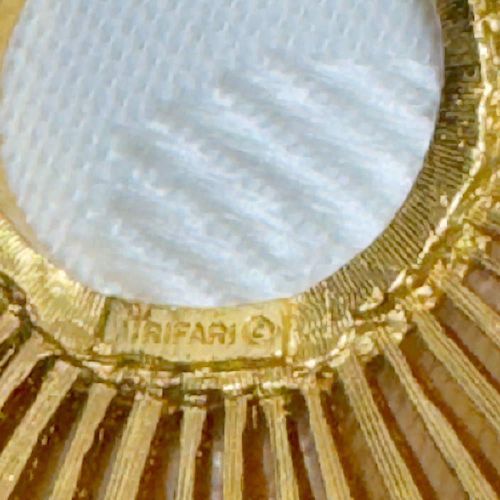 Trifari Necklace Pendant Vtg Brushed Gold Tone Peacock Fan Rope Chain 28" - Picture 7 of 13